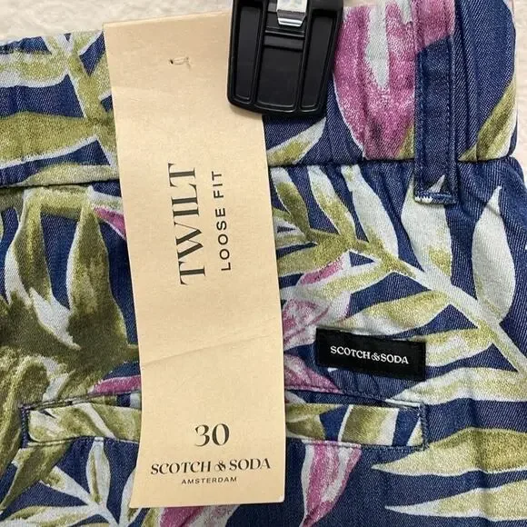Scotch & Soda Men's Twilt‎ Tropical Print Loose Fit Shorts Sz 30 Blue Green New - Picture 7 of 14
